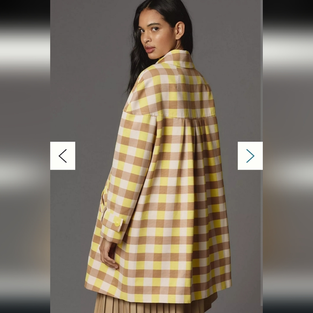 Maeve by Anthropologie Gingham Swing Jacket in a Yellow Size xs - Picture 4 of 15